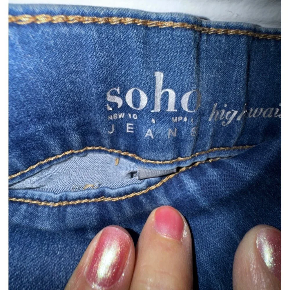 Ny & Co High Waist Pull-On Denim Jeggings By Soho Jeans Large Blend Blue Stretch
